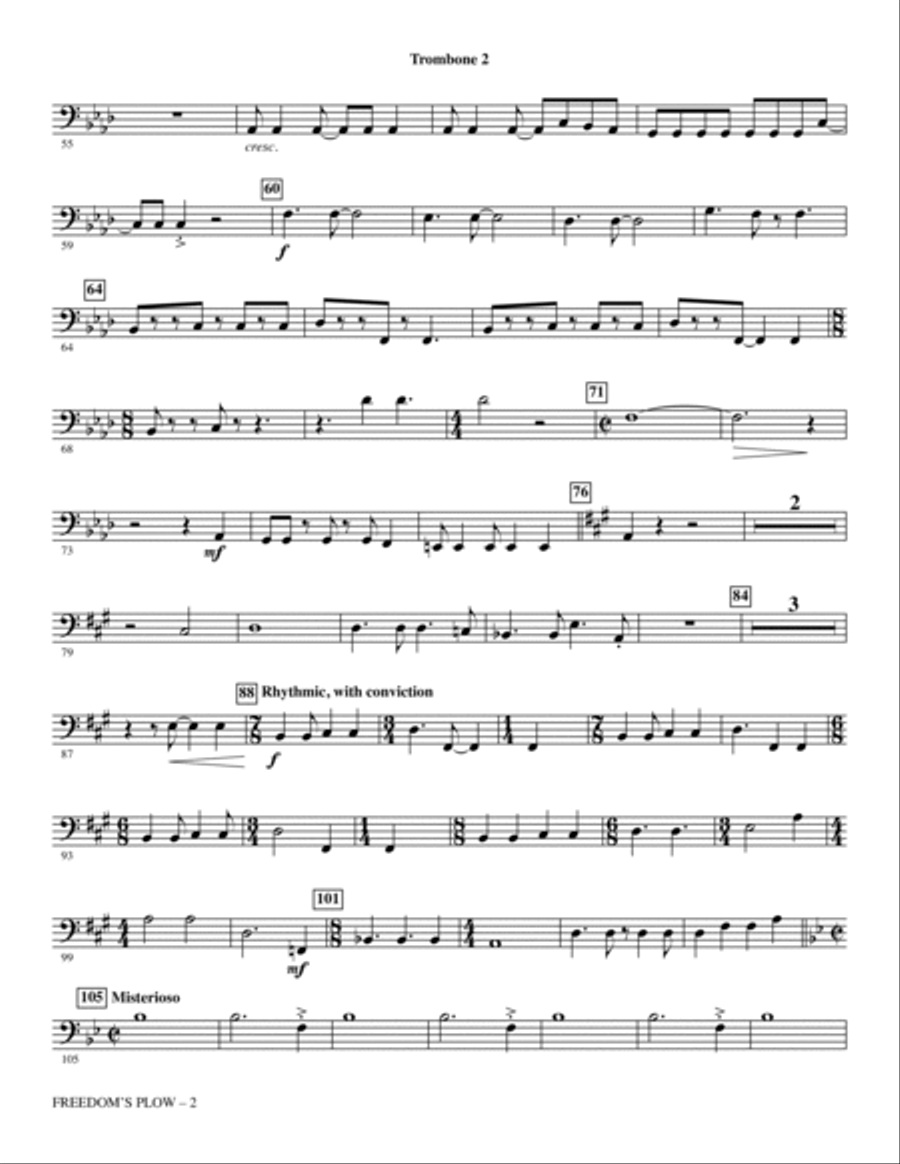 Freedom's Plow - Trombone 2 (Bass Trombone) Choir scores gallery preview page 2