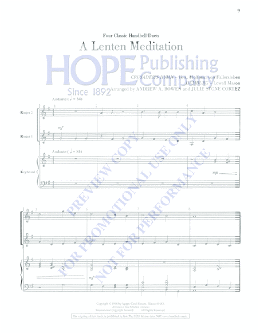 Four Classic Handbell Duets Percussion scores gallery preview page 9