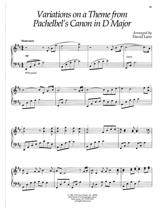 Book cover for Variations On A Theme From Pachelbel's Canon In D Major
