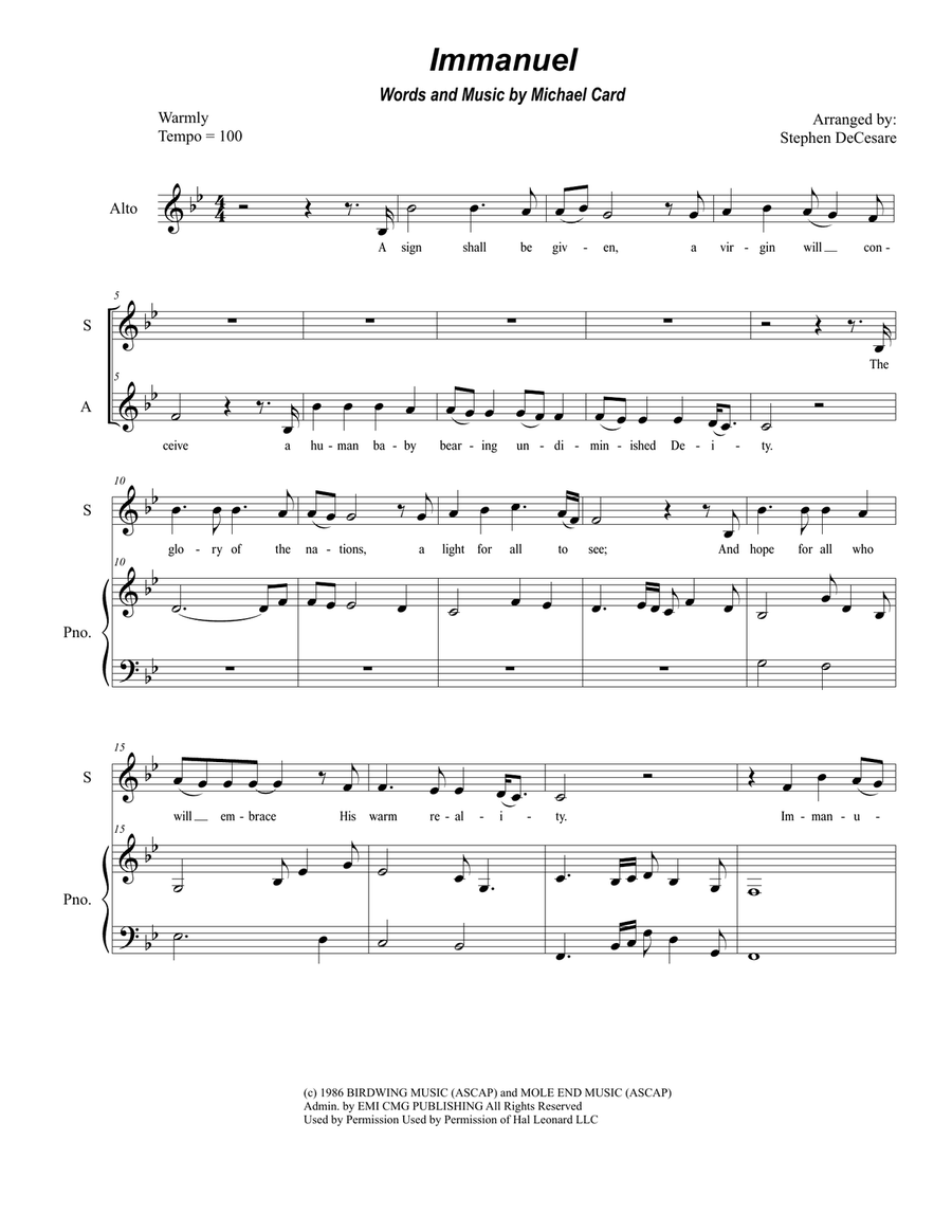 Immanuel Alto Voice scores gallery preview page 1