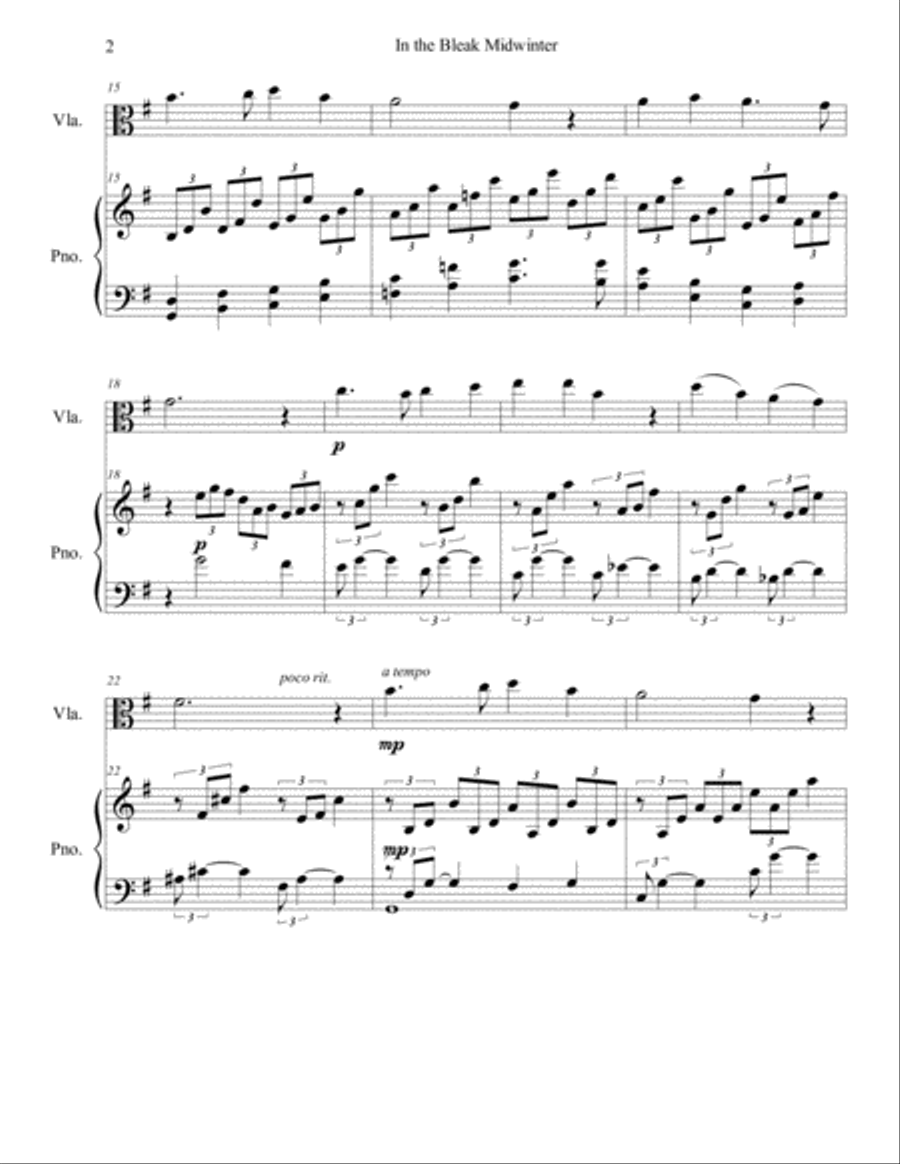In the Bleak Midwinter (viola/piano), arr. Brenda Portman Viola scores gallery preview page 2