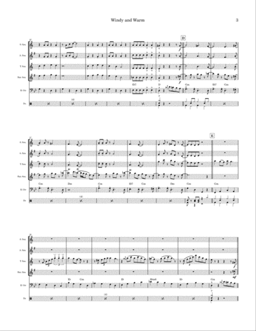 Windy And Warm Saxophone Quartet scores gallery preview page 3