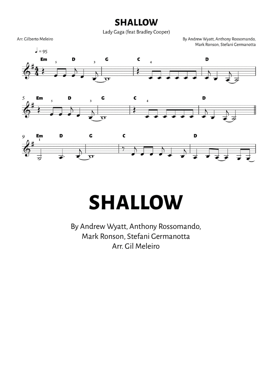 Shallow Easy Piano scores gallery preview page 1