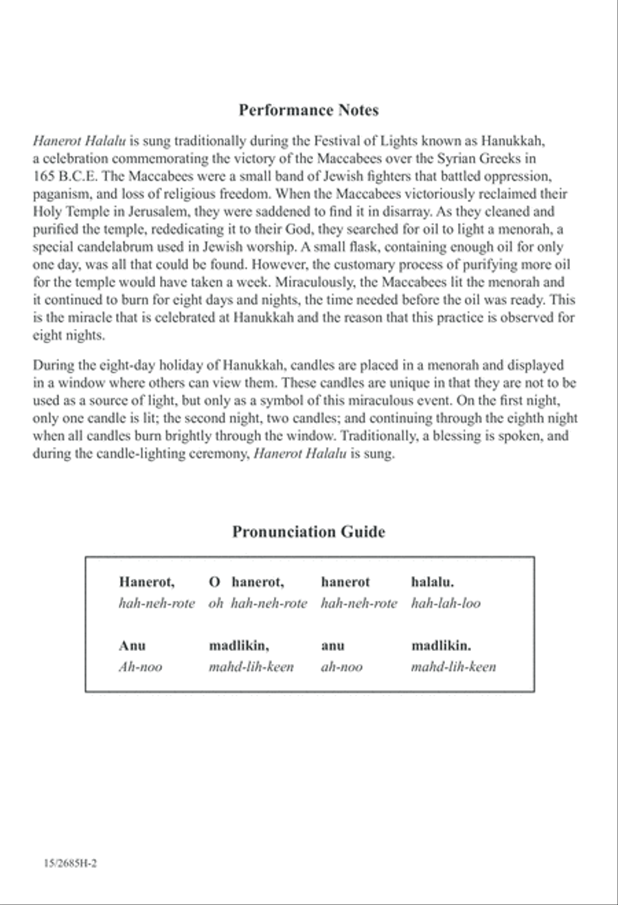 Hanerot Halalu (Light the Candles) 4-Part scores gallery preview page 2