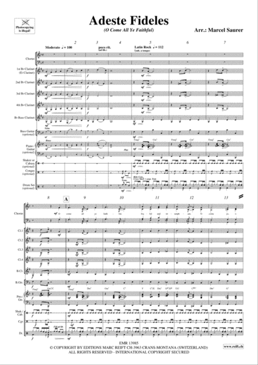 Adeste Fideles Clarinet Quintet scores gallery preview page 4