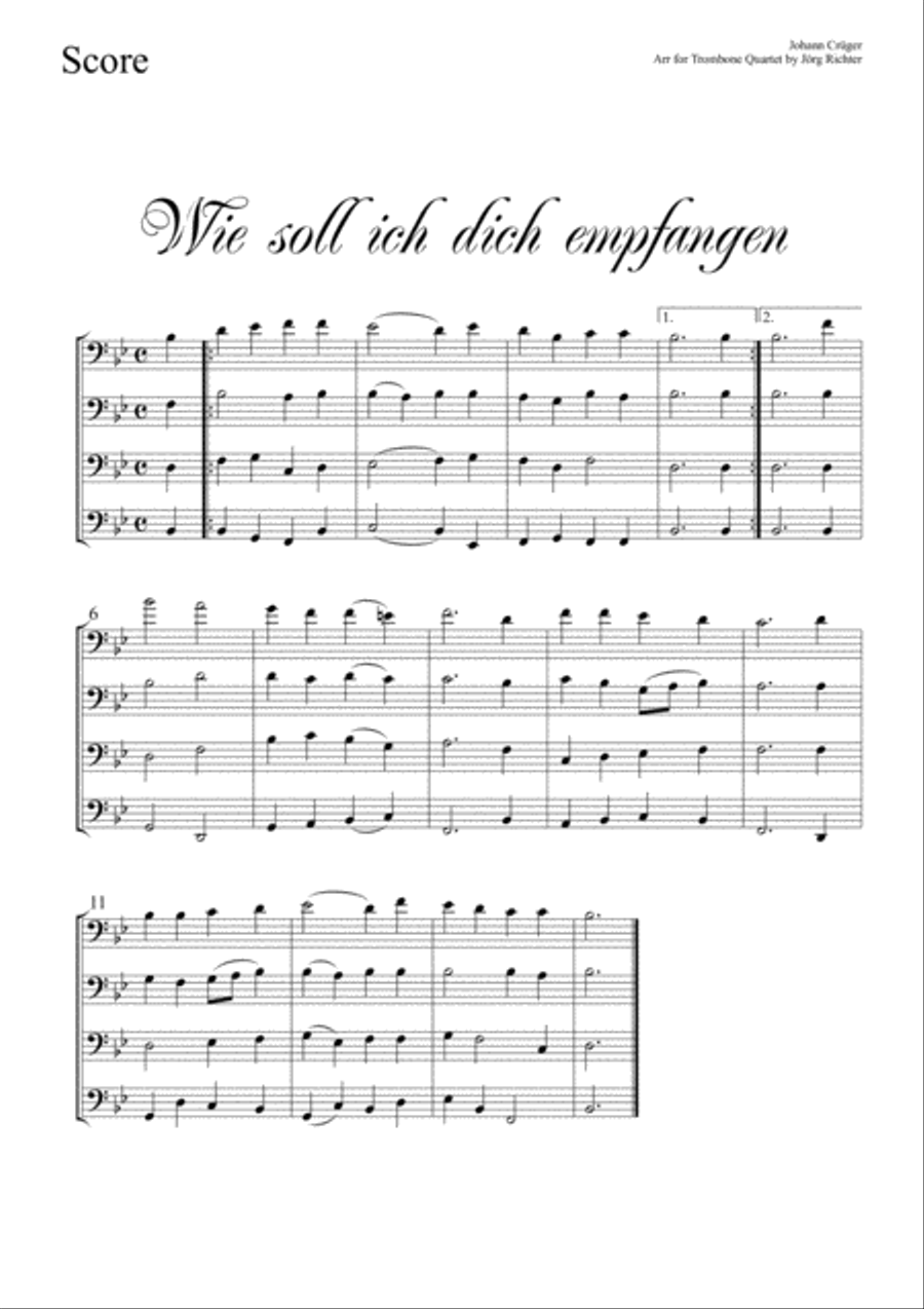 Ah! Lord, how shall I meet Thee (Wie soll ich dich empfangen) for Trombone Quartet Brass Quartet scores gallery preview page 2