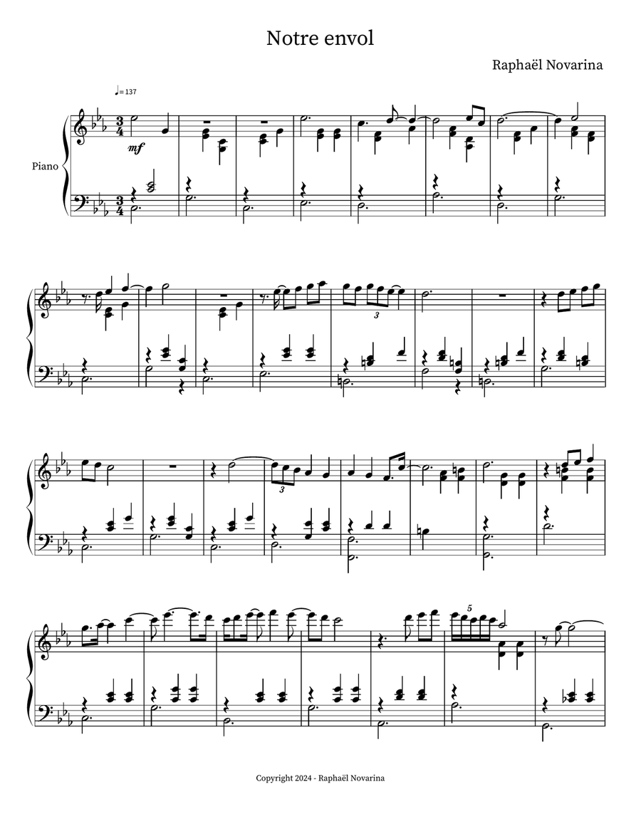 Notre envol Piano scores gallery preview page 1