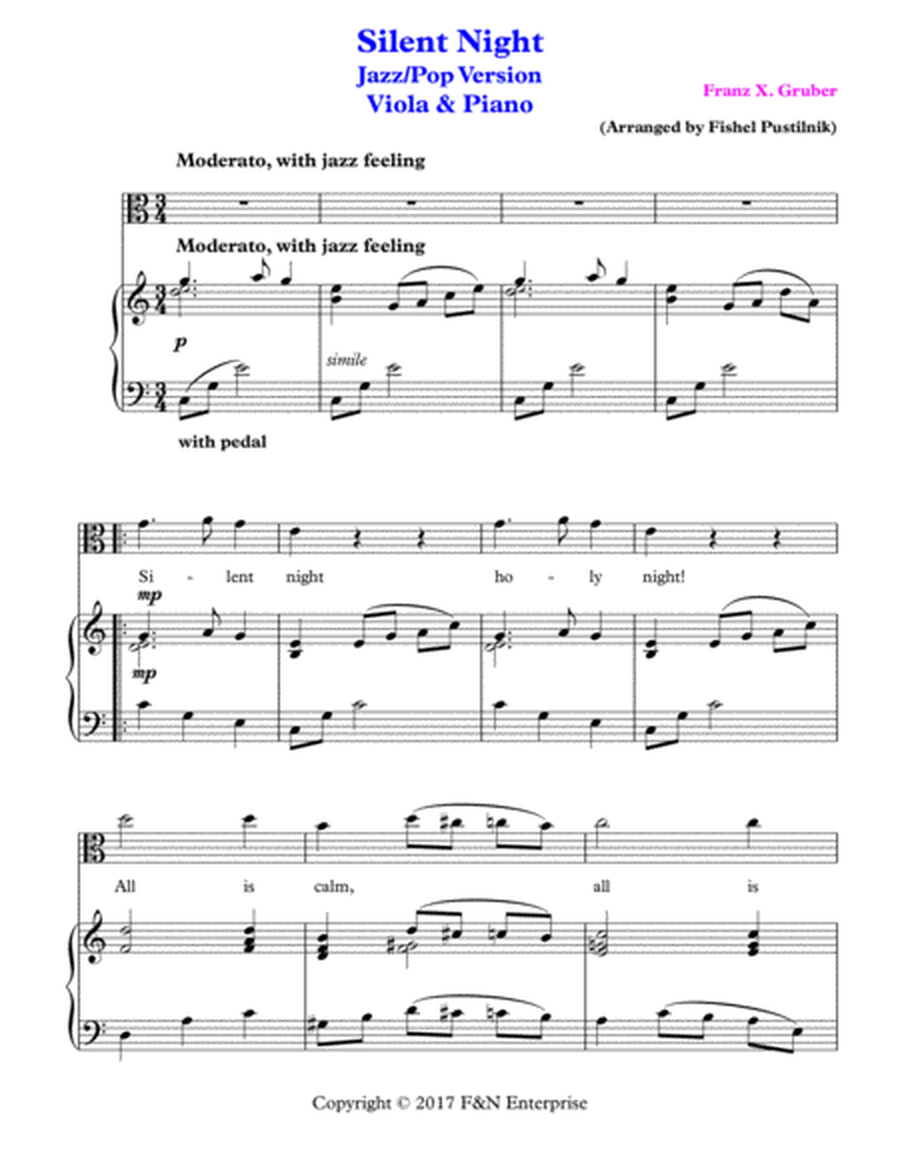 "Silent Night" for Viola and Piano image number null