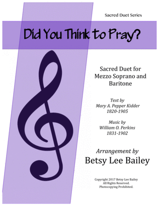 Did You Think to Pray? - vocal duet low