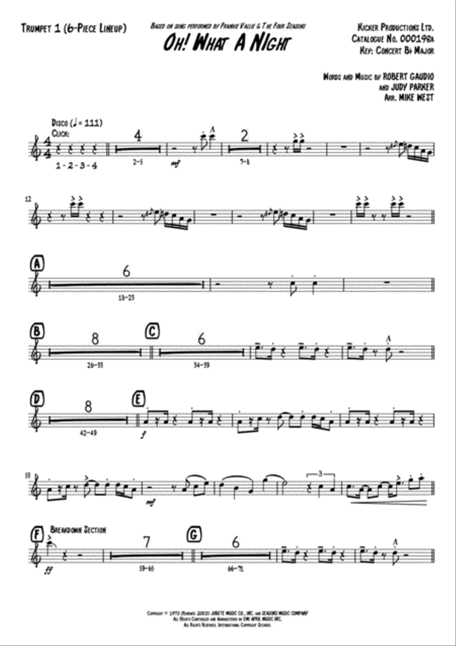 December 1963 (oh, What A Night) Small Ensemble scores gallery preview page 2