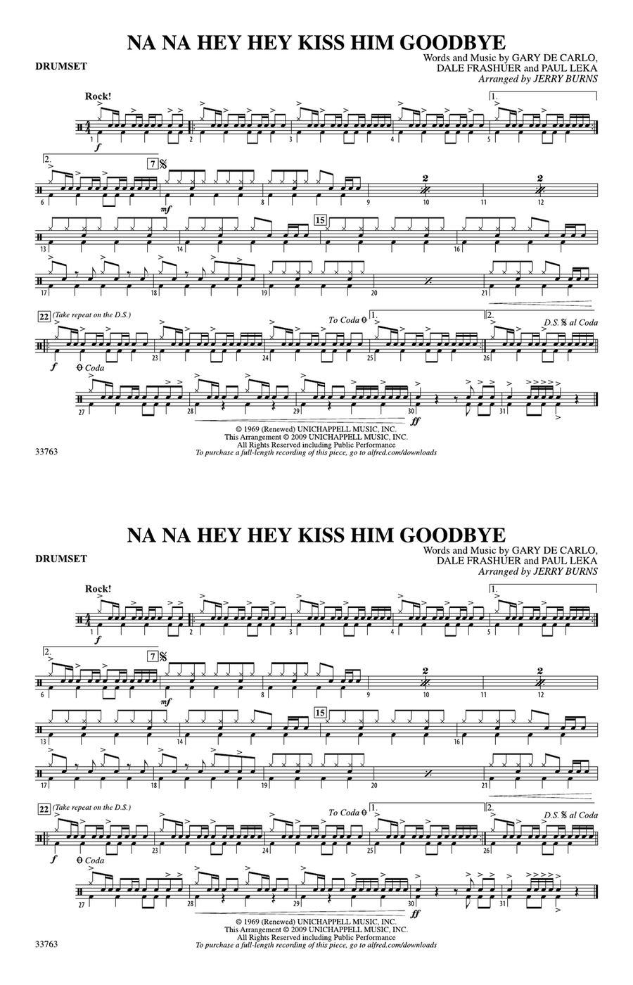 Na Na Hey Hey Kiss Him Goodbye: Drumset
