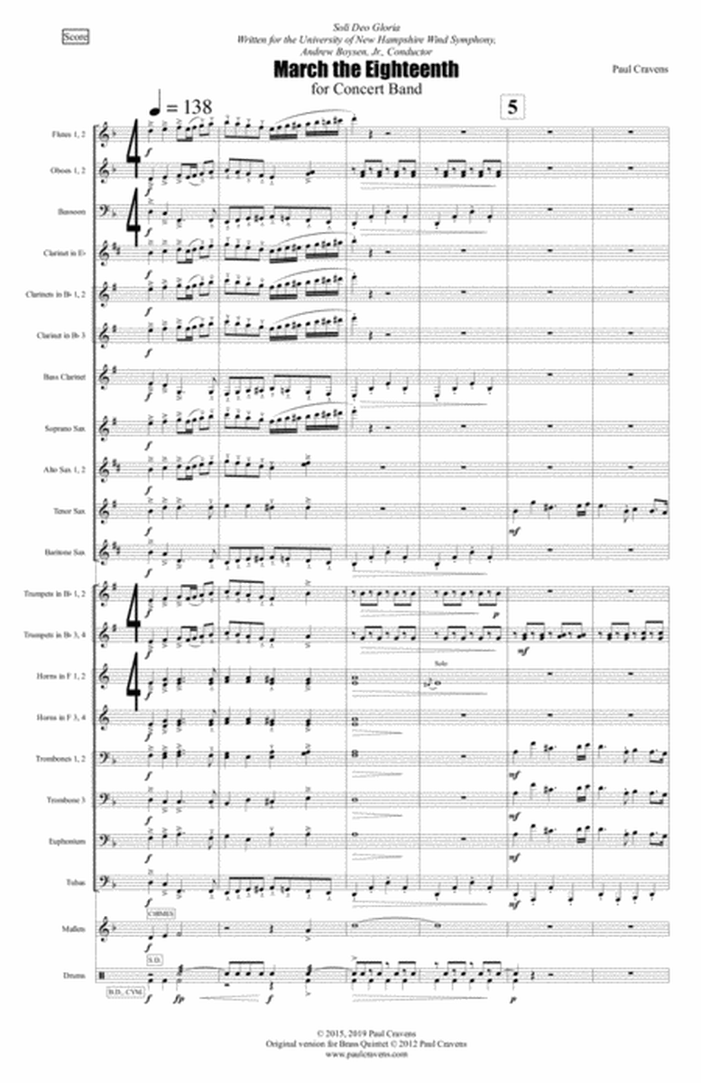 March the Eighteenth (Concert Band - Score only) image number null