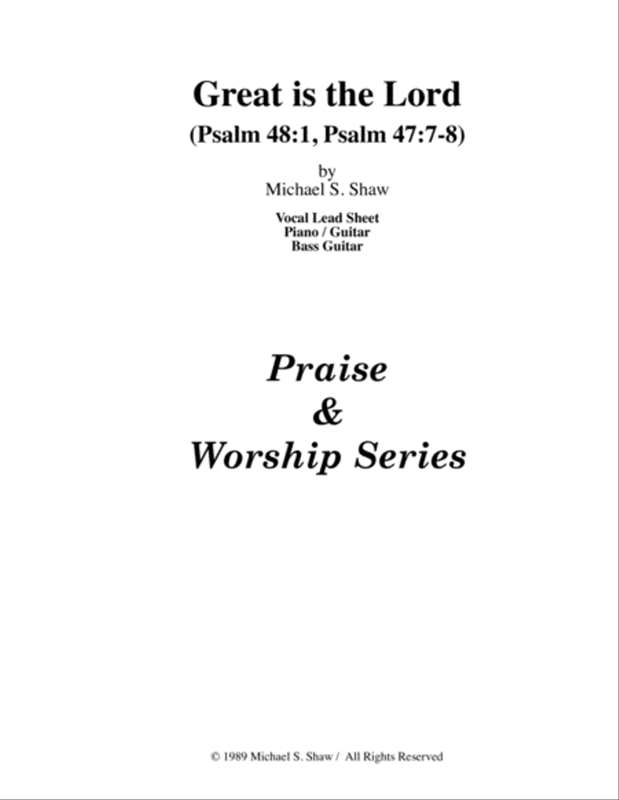 Great is the Lord Piano, Vocal, Guitar scores gallery preview page 1