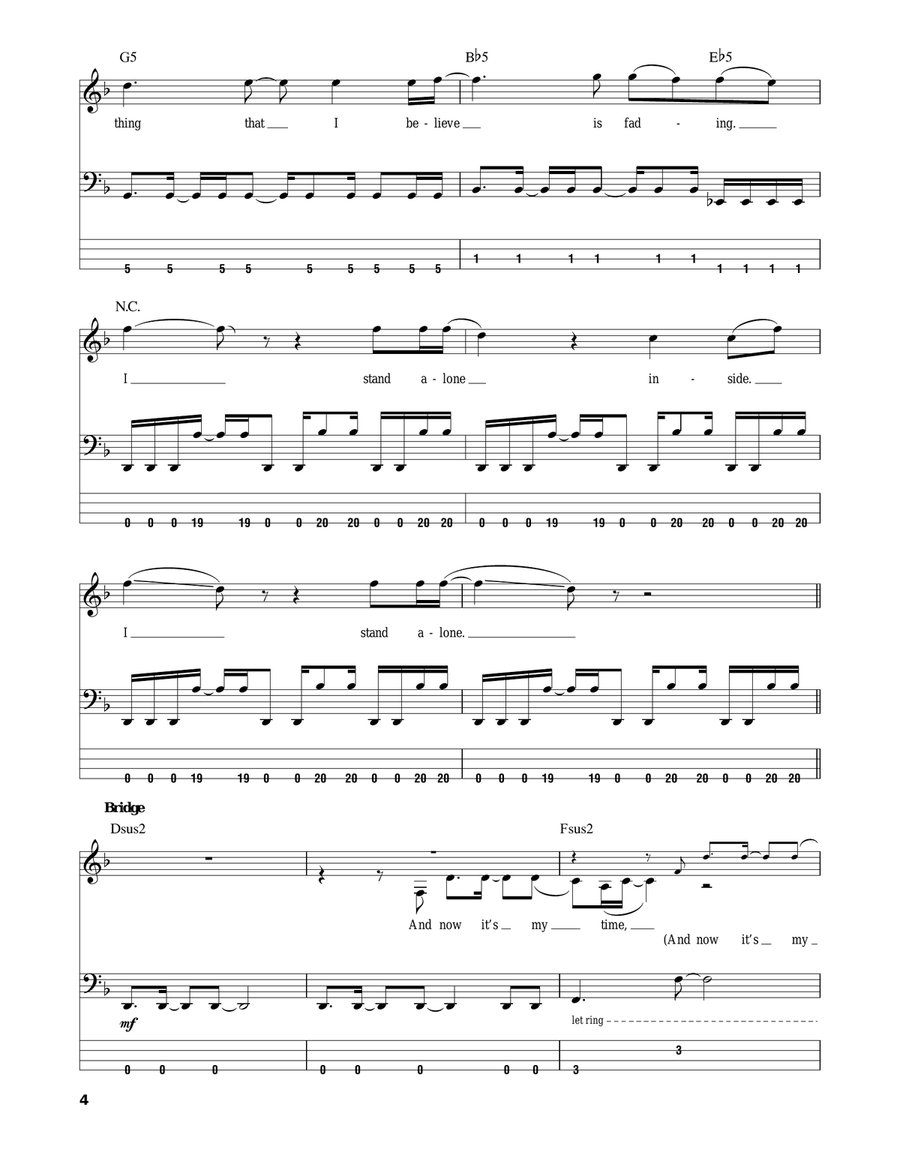 I Stand Alone Bass Guitar Tablature scores gallery preview page 4