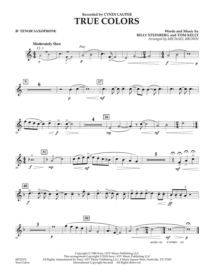 True Colors - Bb Tenor Saxophone Concert Band scores gallery preview page 1