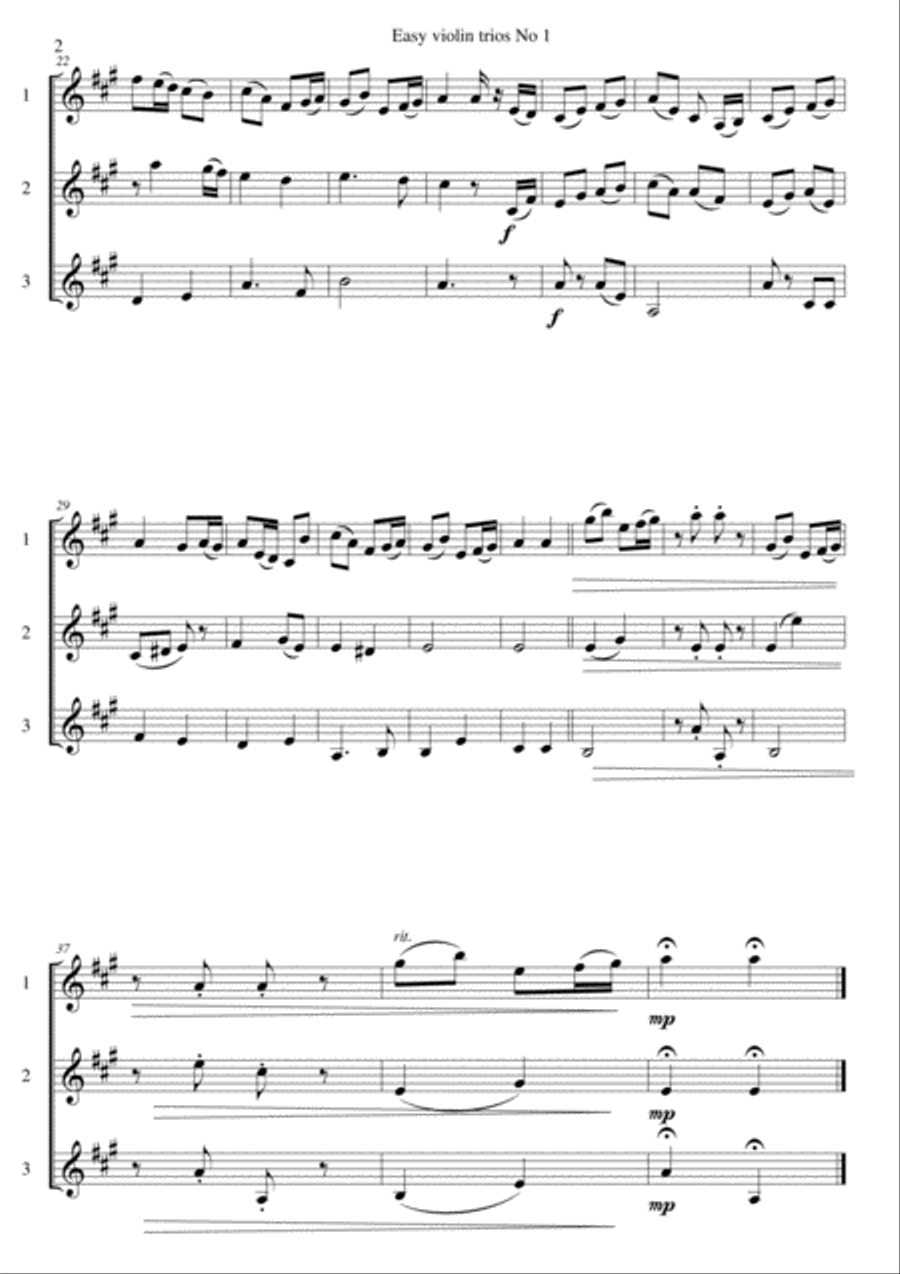 15 easy violin trios Violin Solo scores gallery preview page 2