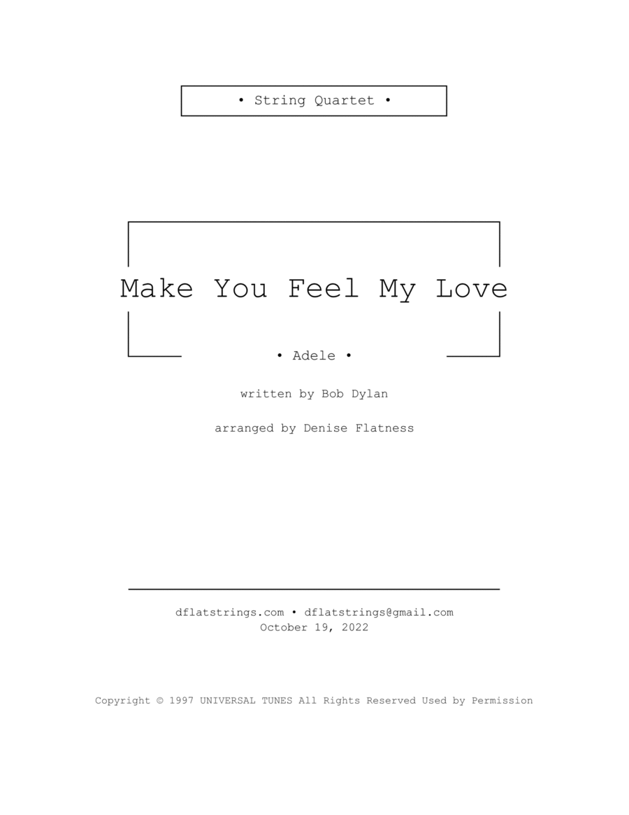 Make You Feel My Love String Quartet scores gallery preview page 1