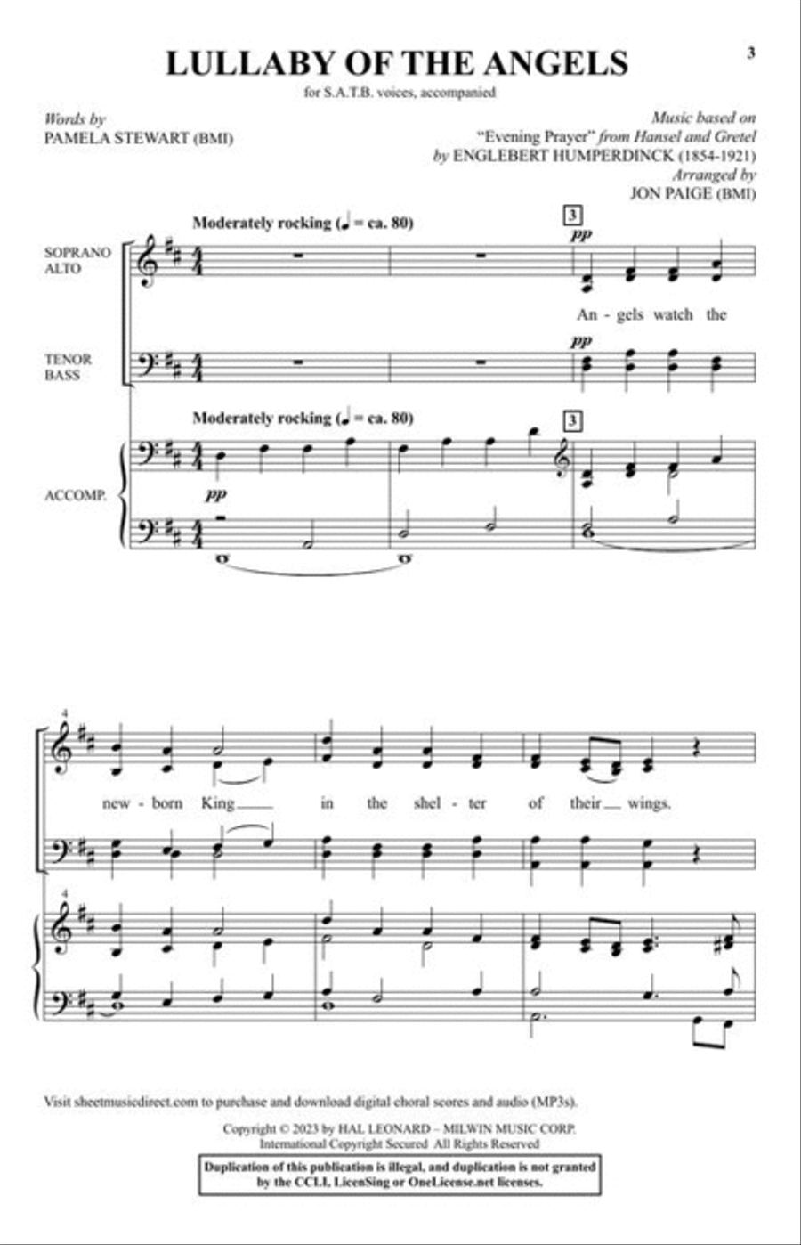 Lullaby of the Angels 4-Part scores gallery preview page 3