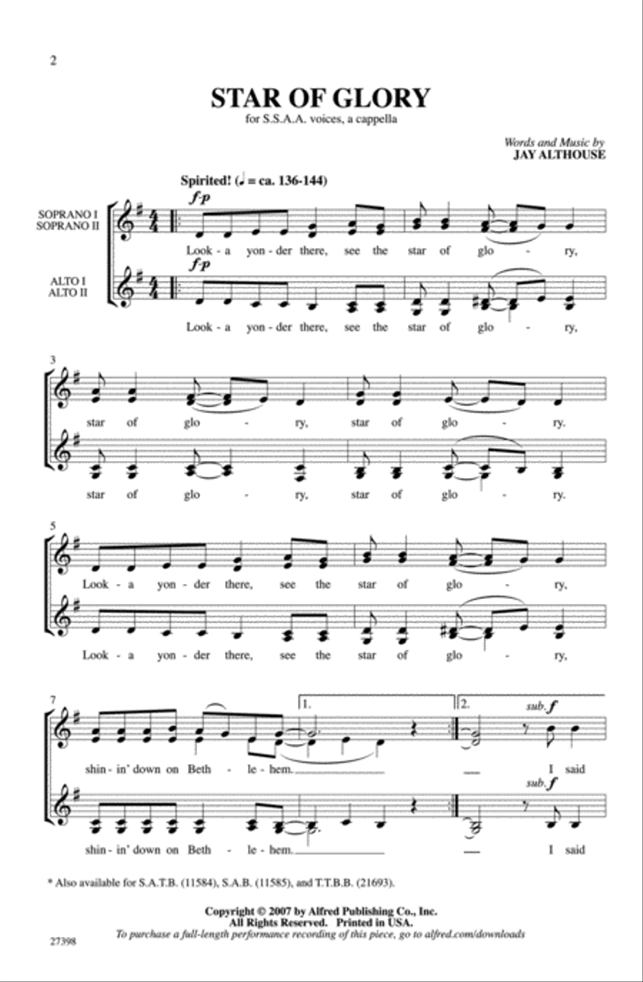 Star of Glory Star of Glory Women's Choir scores gallery preview page 2