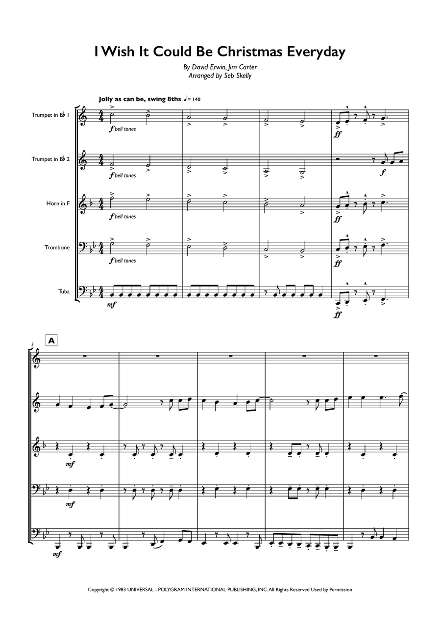 I Wish It Could Be Christmas Every Day Brass Ensemble scores gallery preview page 1