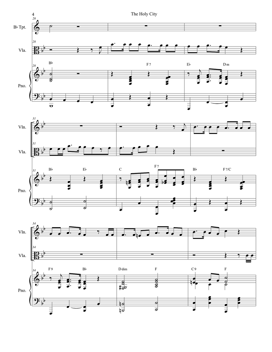 The Holy City (Duet for Violin and Viola) String Duet scores gallery preview page 4