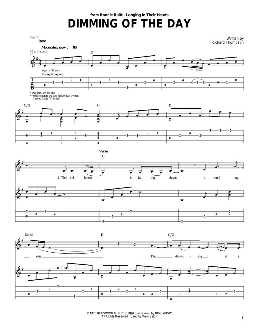 Dimming Of The Day Electric Guitar scores gallery preview page 1