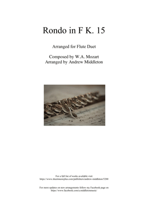 Book cover for Rondo in F K.15 arranged for Flute Duet