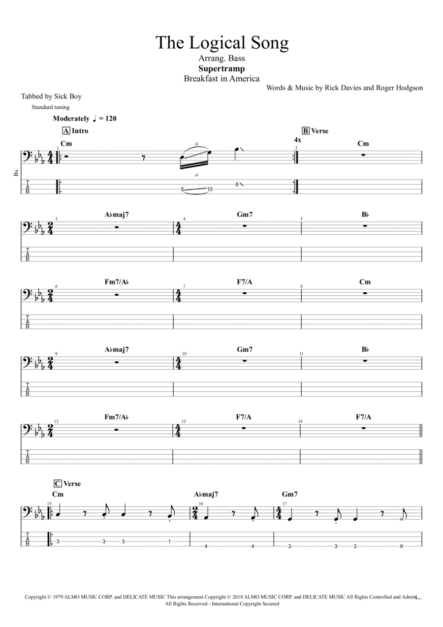 The Logical Song The Logical Song Guitar Tablature scores gallery preview page 1