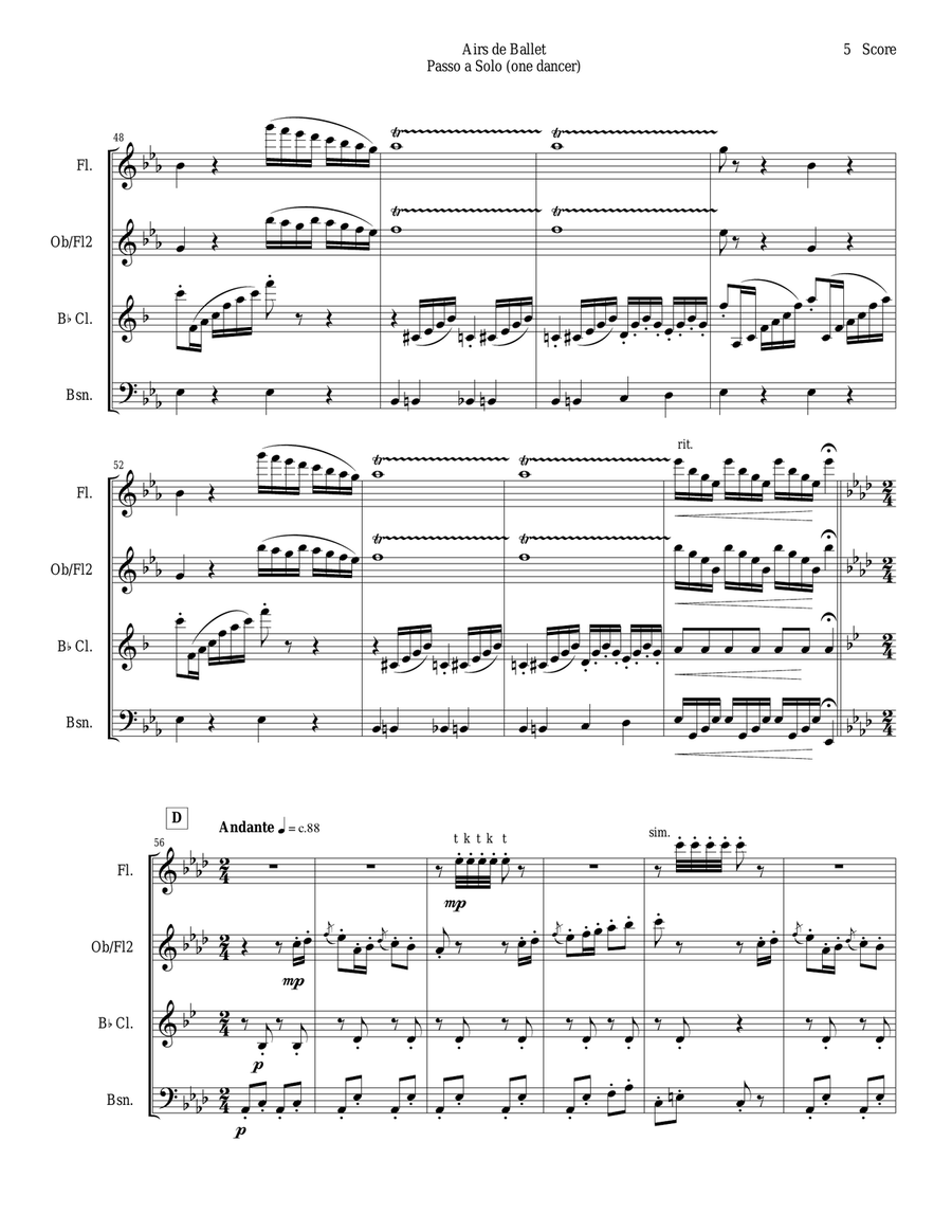 Verdi - Ballet Music for flexible woodwind quartet (Jerusalem, Act III - Passo a Solo) Woodwind Quartet scores gallery preview page 6