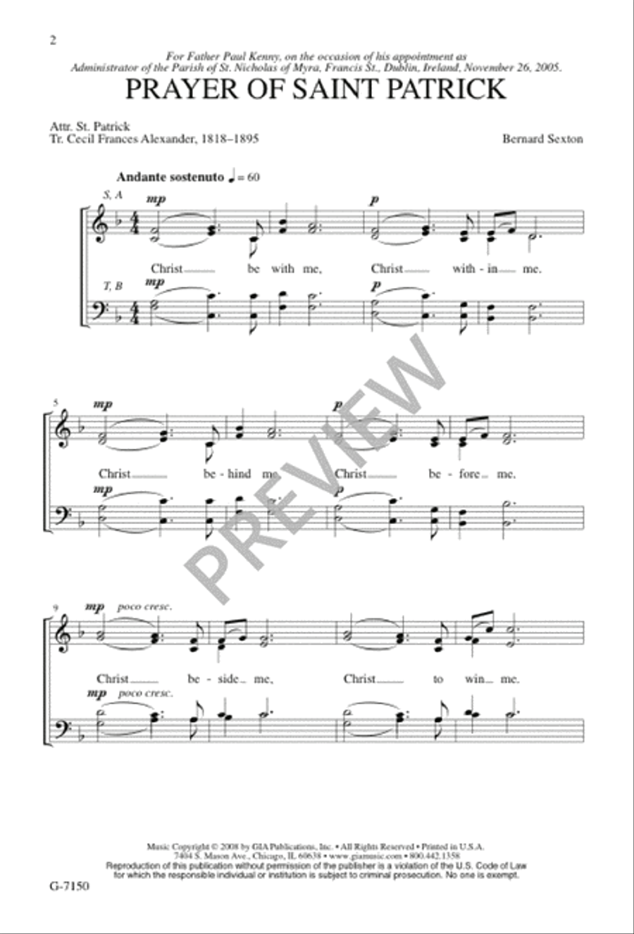 Prayer of Saint Patrick Prayer of Saint Patrick 4-Part scores gallery preview page 2