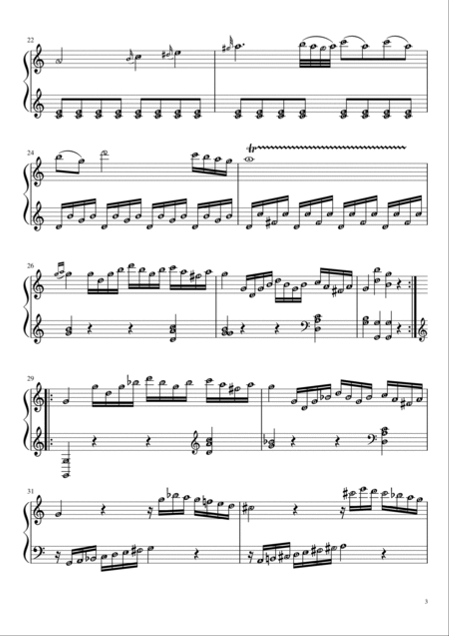 Piano Sonata No. 16 in C major K545 (1st Movt) MOZART | Solo Grade 5 with note names Piano Solo scores gallery preview page 3