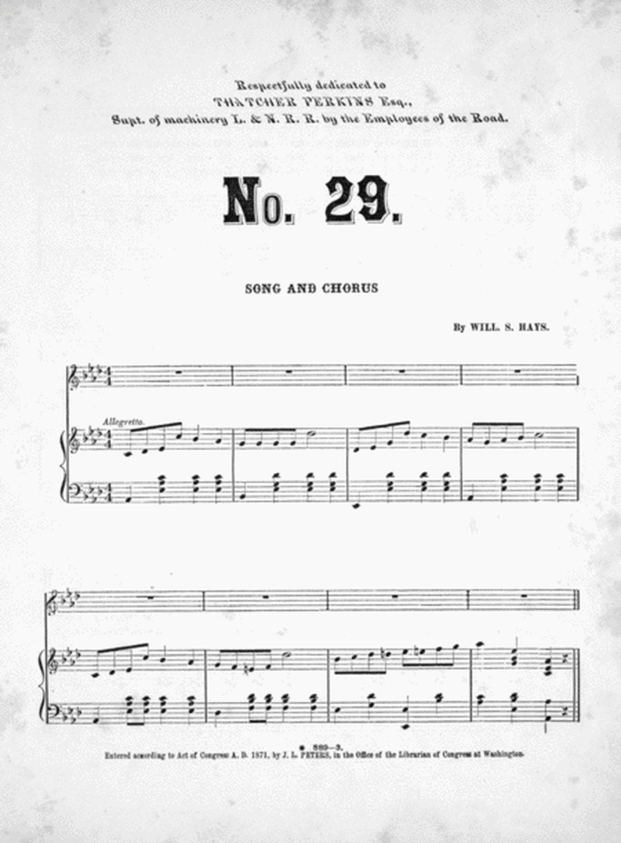 Number Twenty Nine. Song & Chorus