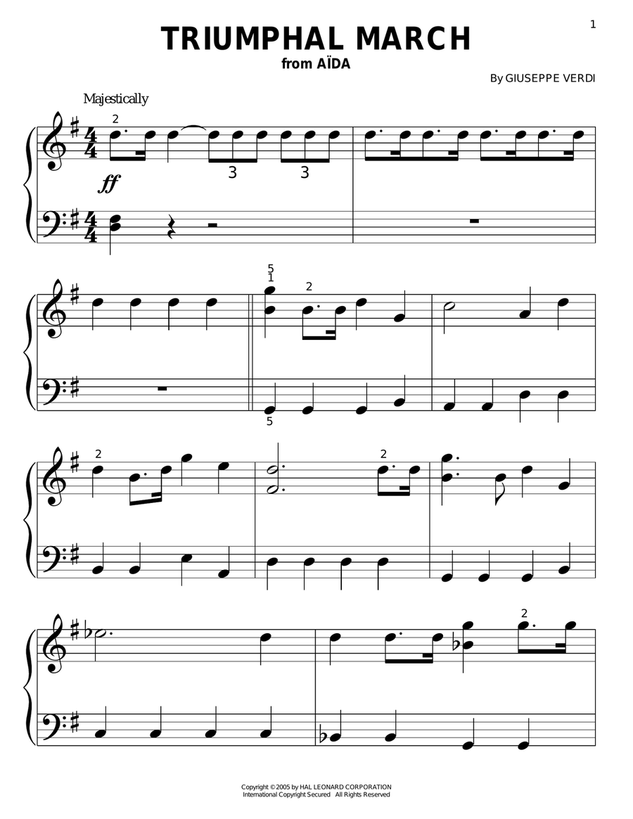 Triumphal March Easy Piano scores gallery preview page 1