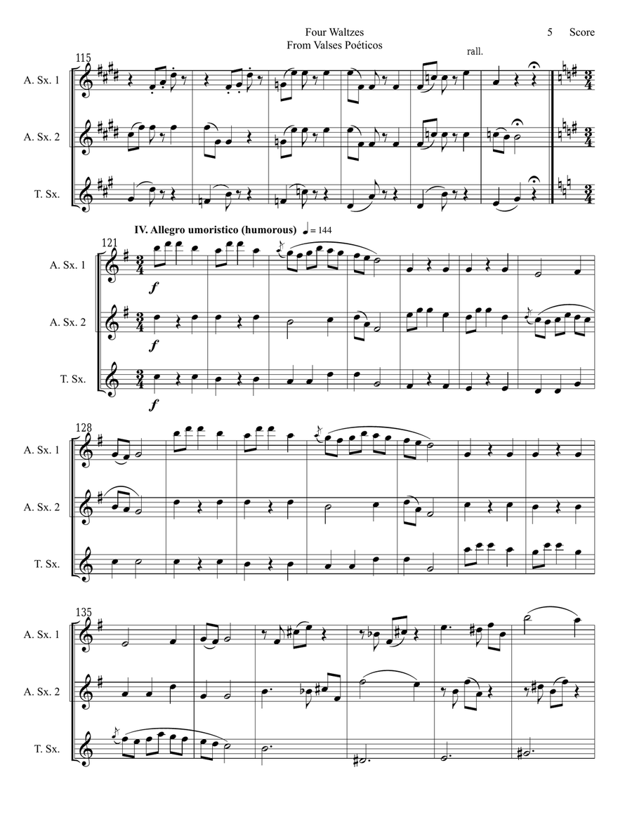 Granados - 4 Waltzes set for Saxopone Trio Woodwind Trio scores gallery preview page 6