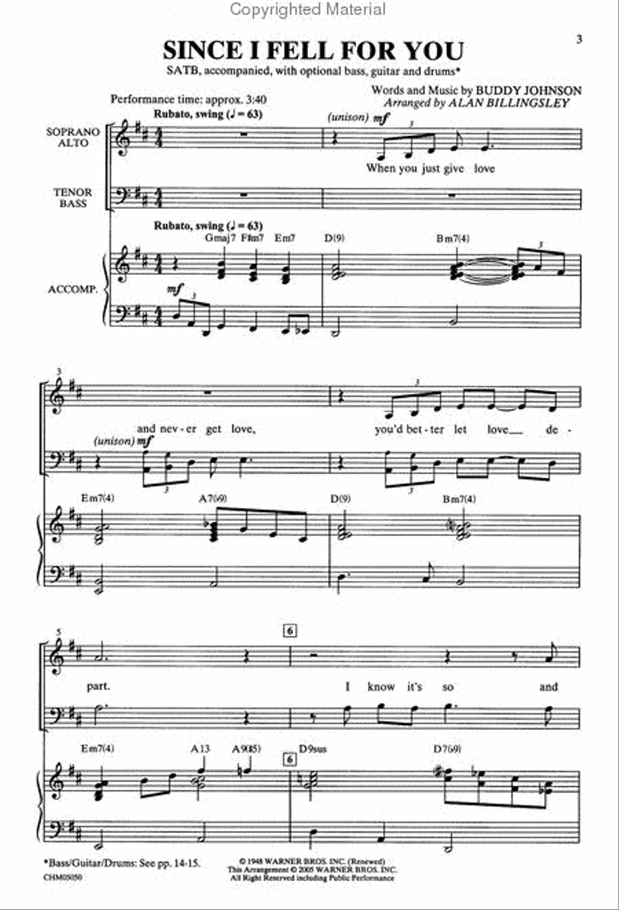 Since I Fell for You 4-Part scores gallery preview page 2