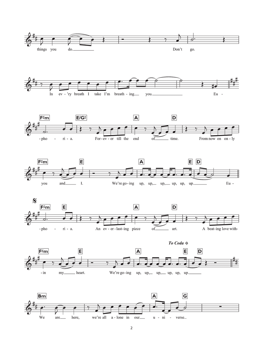 Euphoria Piano Solo scores gallery preview page 2