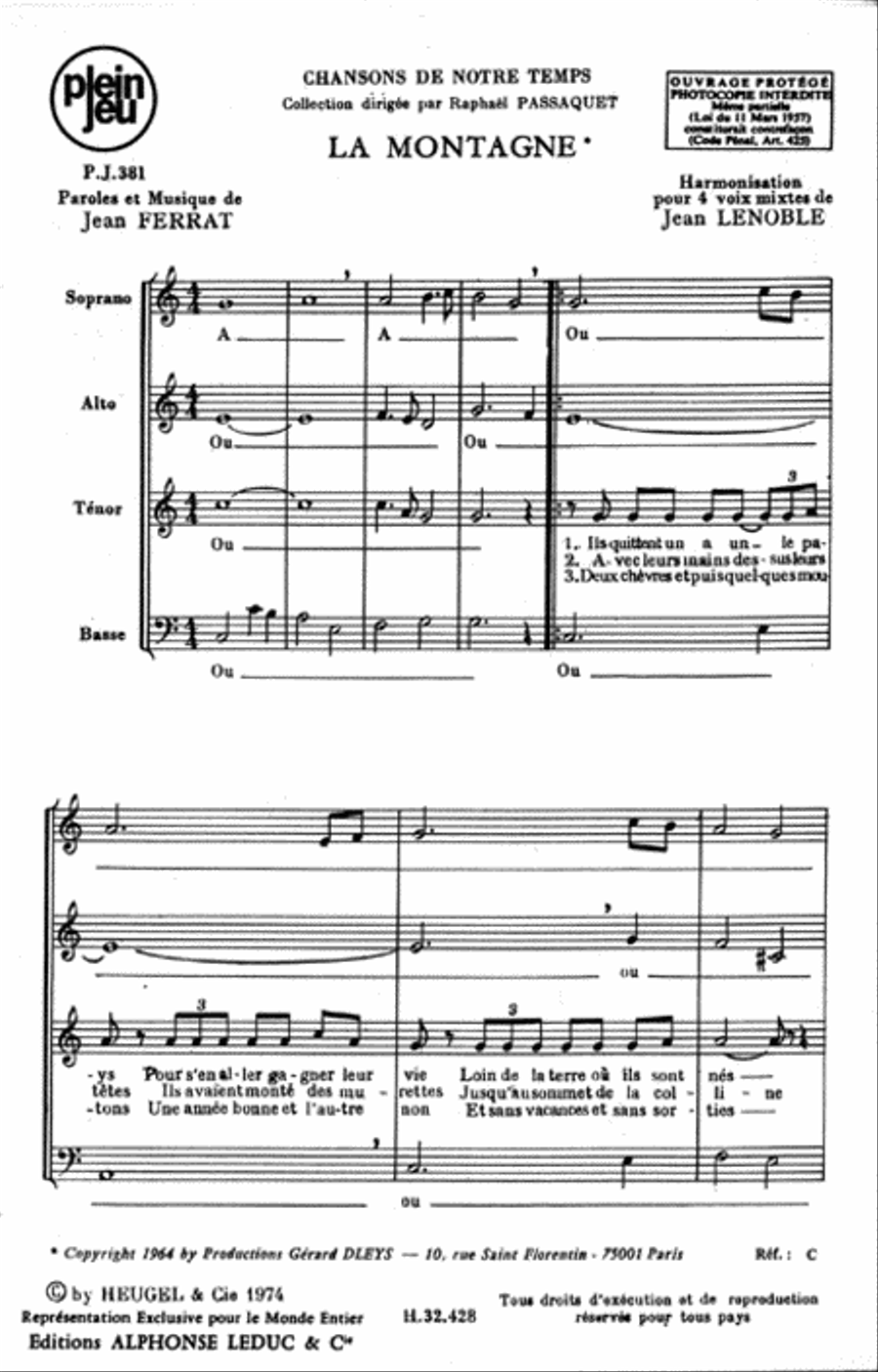 La Montagne (Set 10Ex.) Voice scores gallery preview page 1