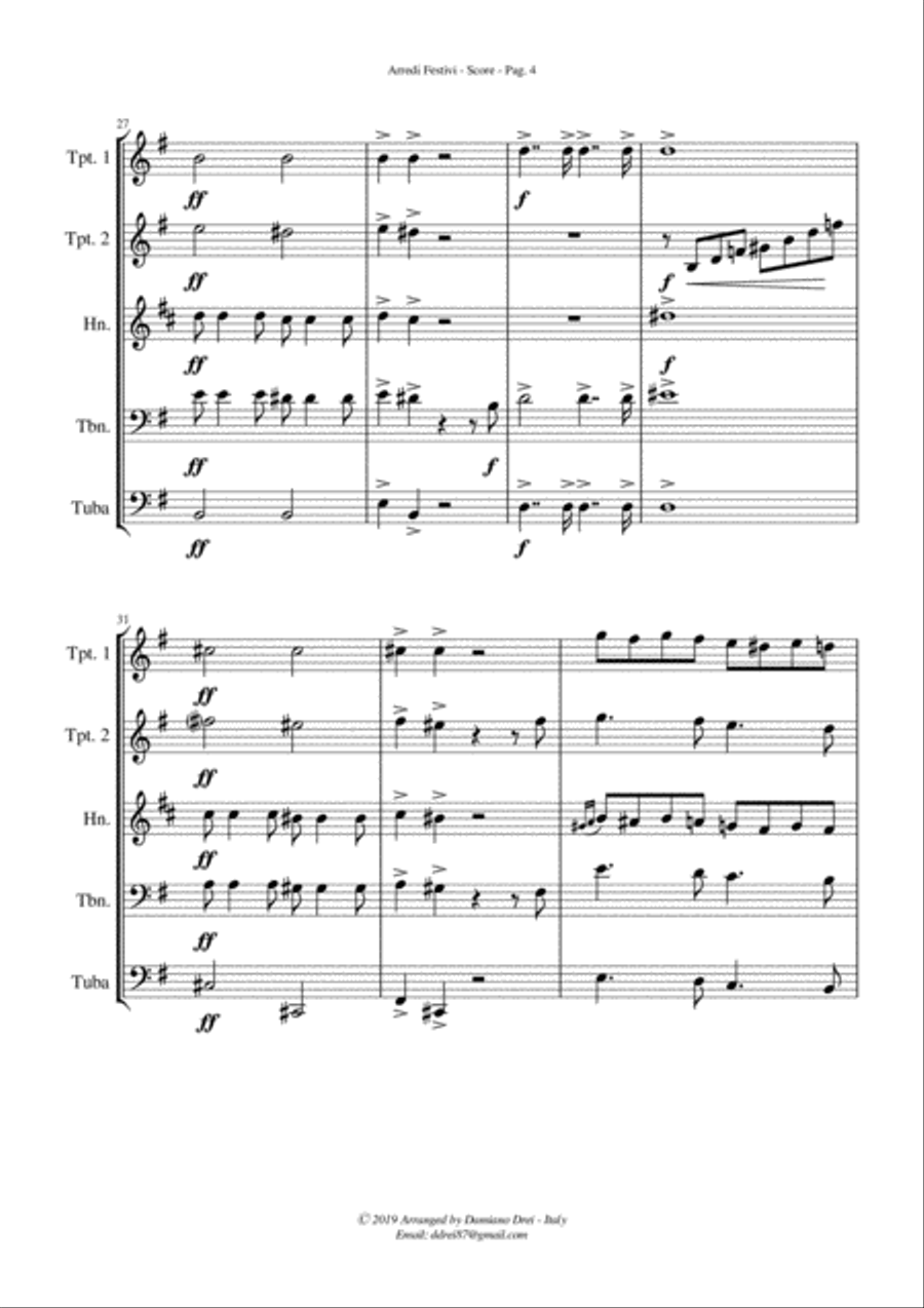 Gli Arredi Festivi from Nabucco - for Brass Quintet Brass Quintet scores gallery preview page 5