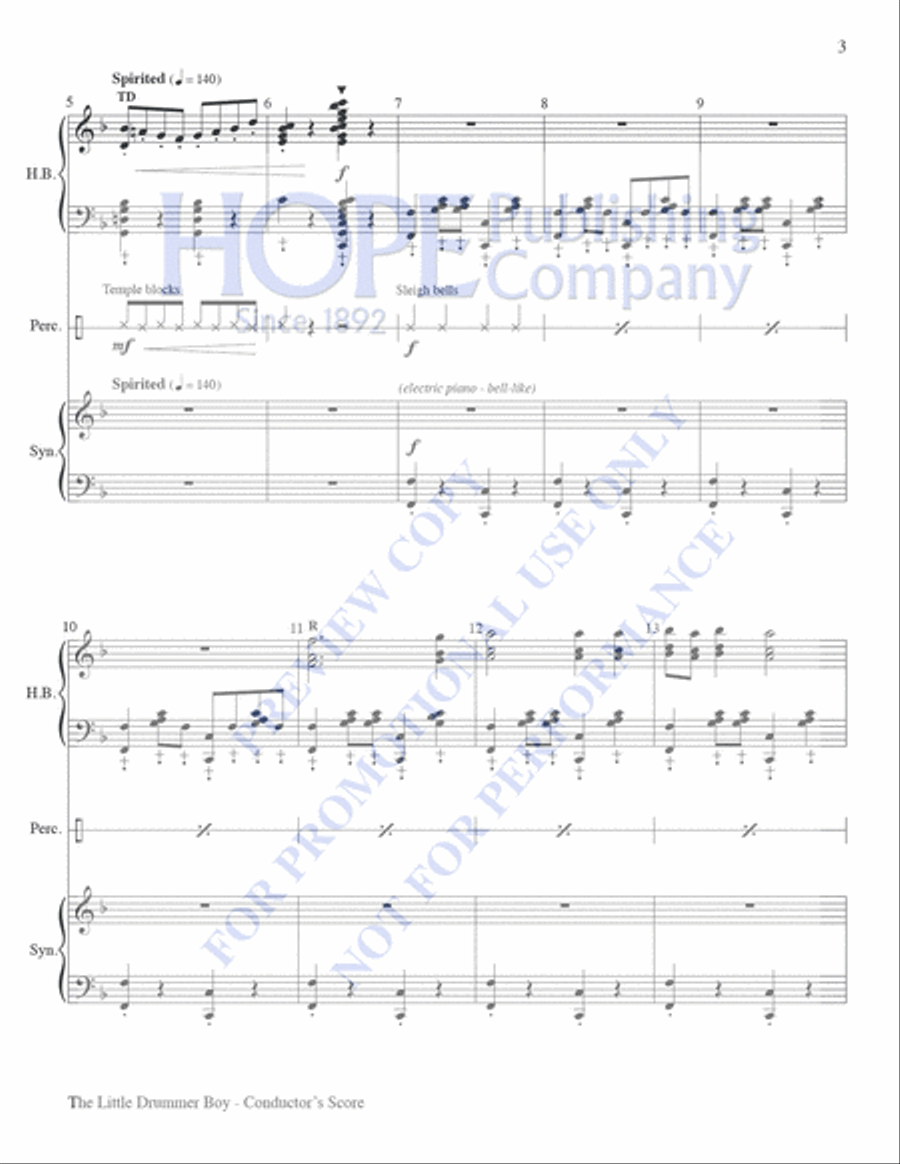 Little Drummer Boy Handbell Choir scores gallery preview page 3