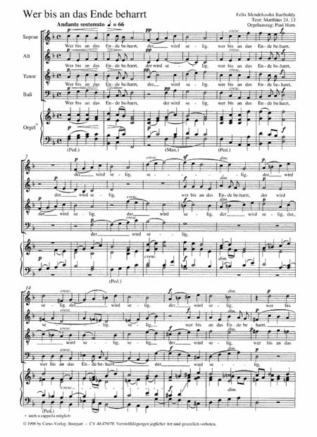 Mendelssohn: Wer bis an das Ende beharrt; Herr, sei gnadig