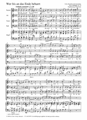 Mendelssohn: Wer bis an das Ende beharrt; Herr, sei uns gnadig