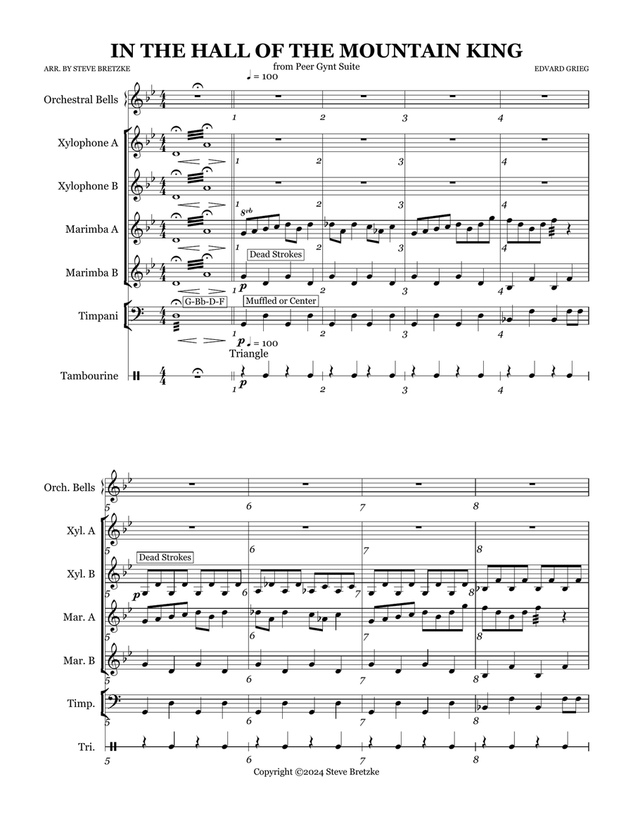 In The Hall Of The Mountain King from Peer Gynt Suite Marimba scores gallery preview page 1