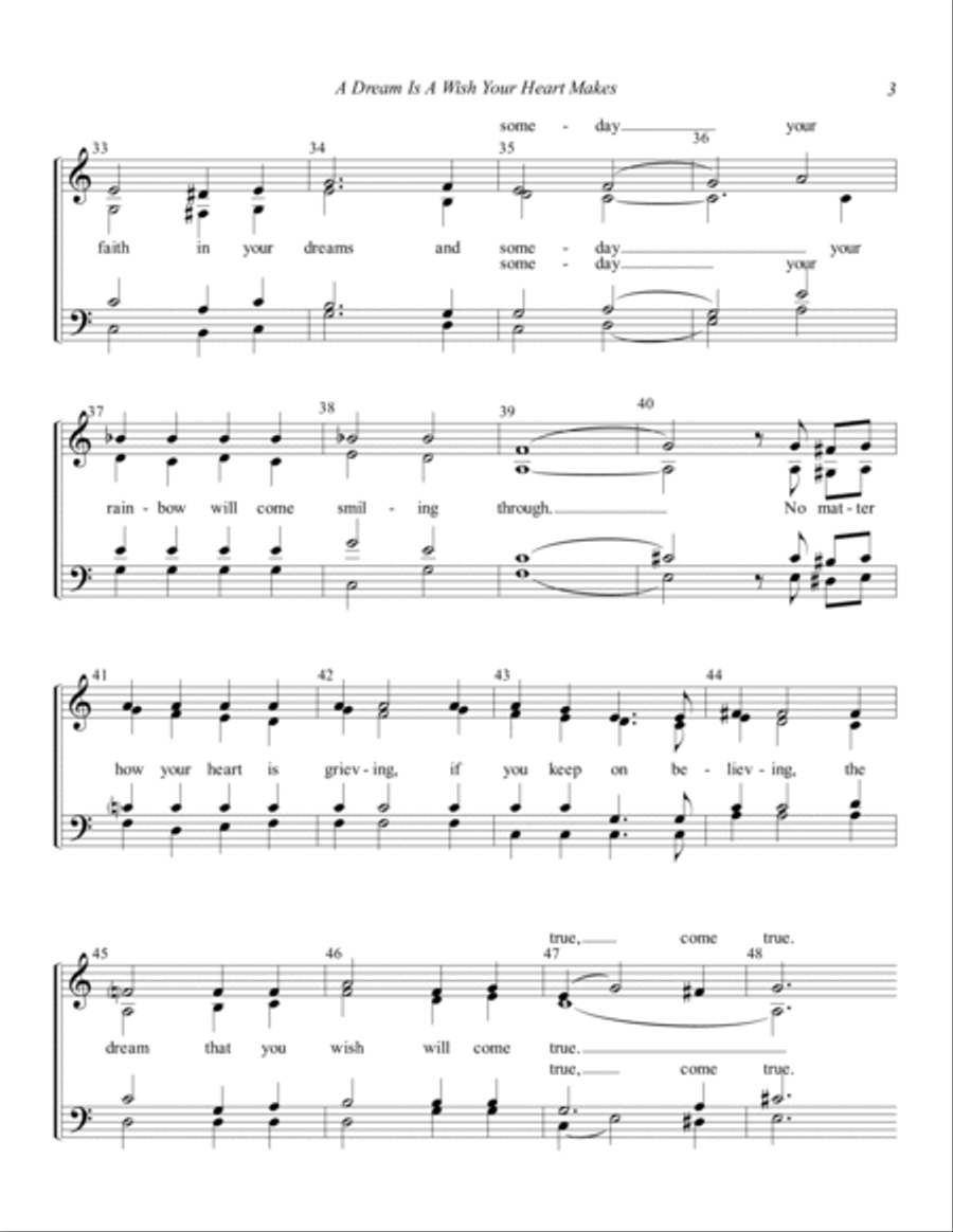 A Dream Is A Wish Your Heart Makes 4-Part scores gallery preview page 3