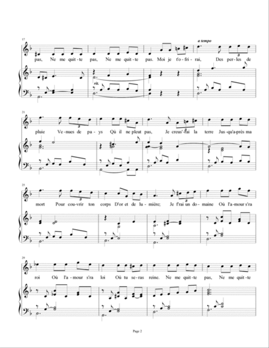 If You Go Away Piano, Vocal, Guitar scores gallery preview page 2