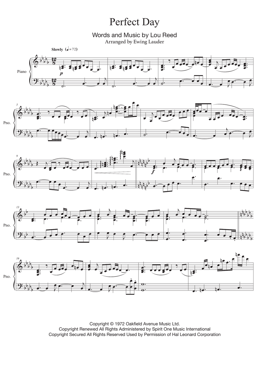 Perfect Day Piano Solo scores gallery preview page 1