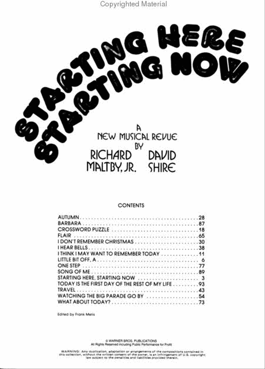 Starting Here, Starting Now Piano, Vocal, Guitar scores gallery preview page 2
