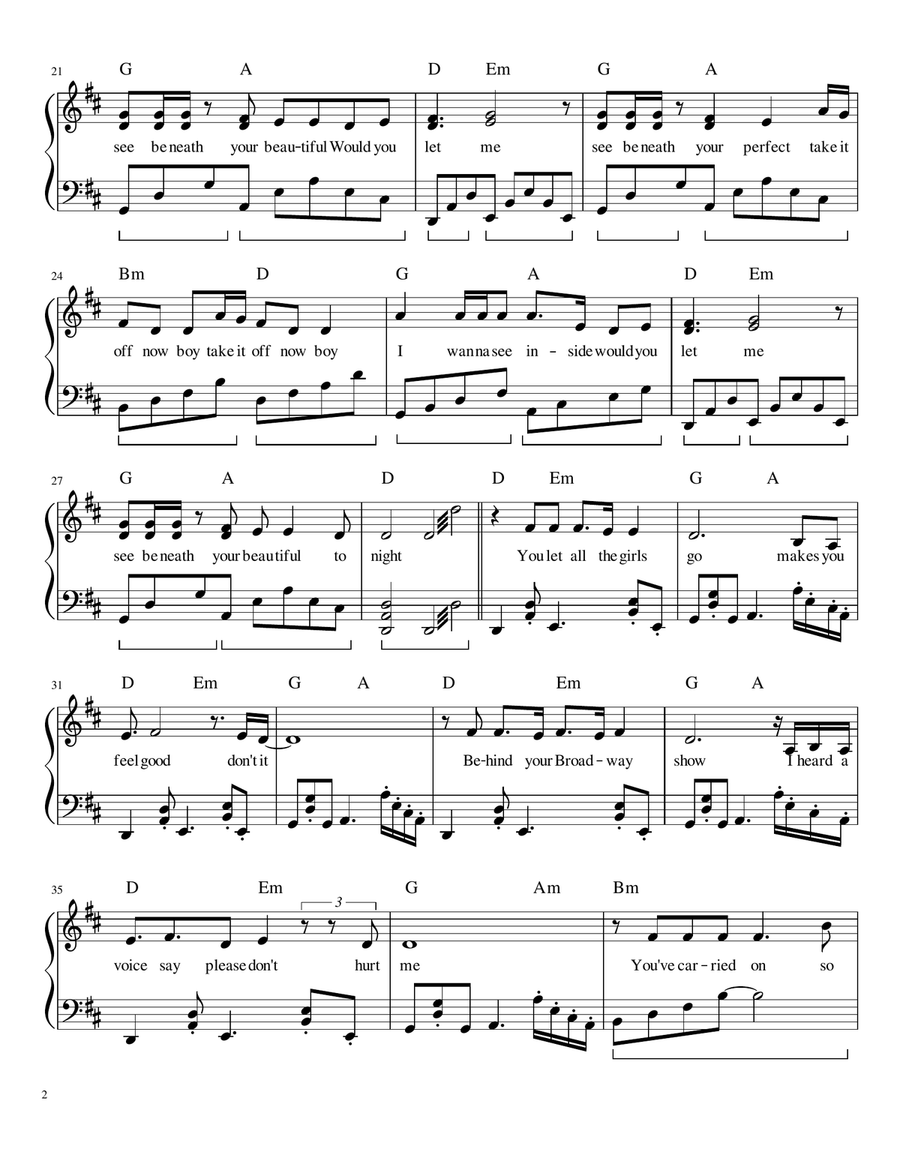 Beneath Your Beautiful Piano, Vocal scores gallery preview page 2
