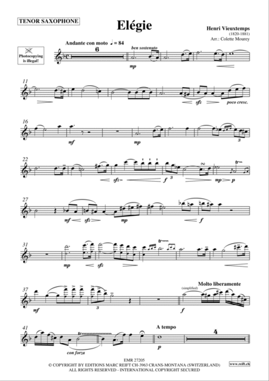 Elegie Tenor Saxophone scores gallery preview page 2