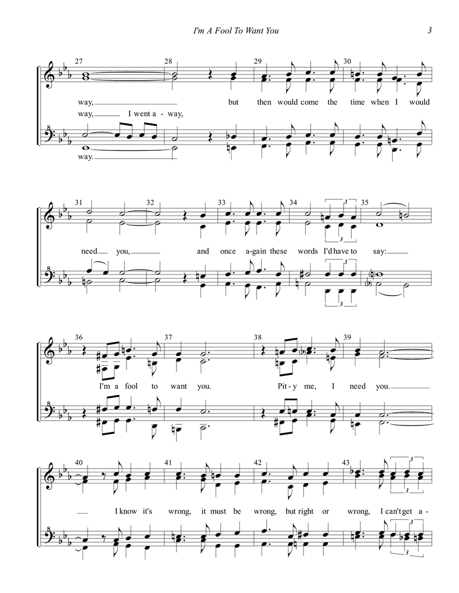 I'm A Fool To Want You SSAA scores gallery preview page 3
