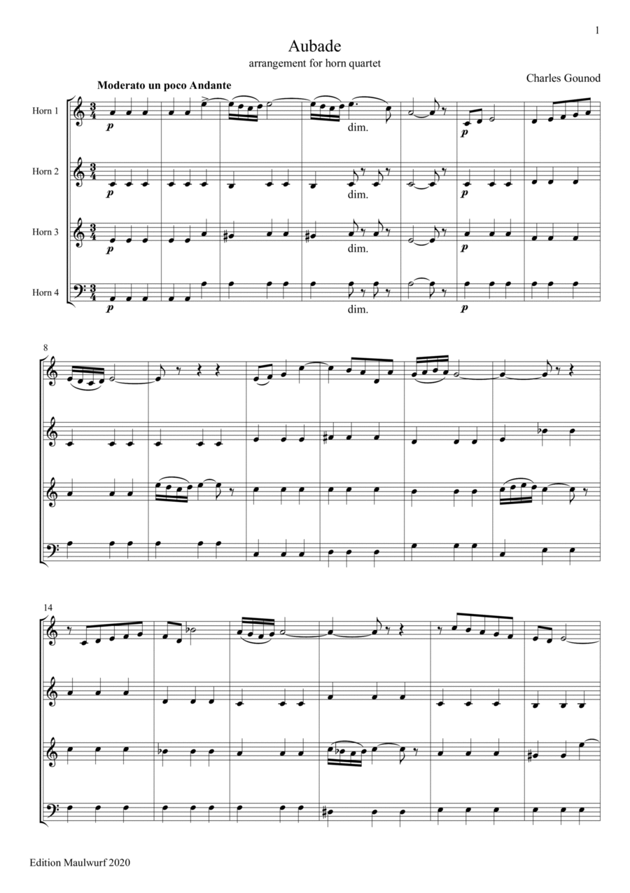 Aubade Brass Quartet scores gallery preview page 1